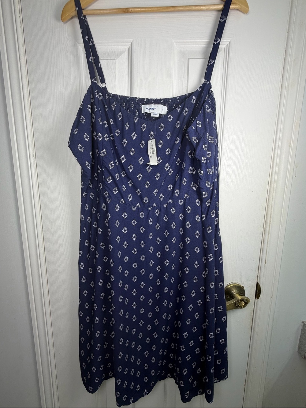 Old Navy Navy Blue Mini Dress XXL NWT Diamond Print Spaghetti Strap A-Line Y2K